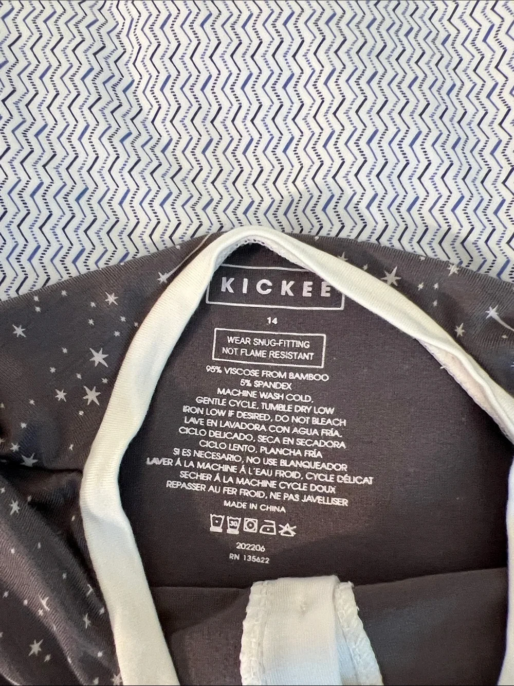 Kickee Pants Gray Star Henley Pajama Set with Cream Trim